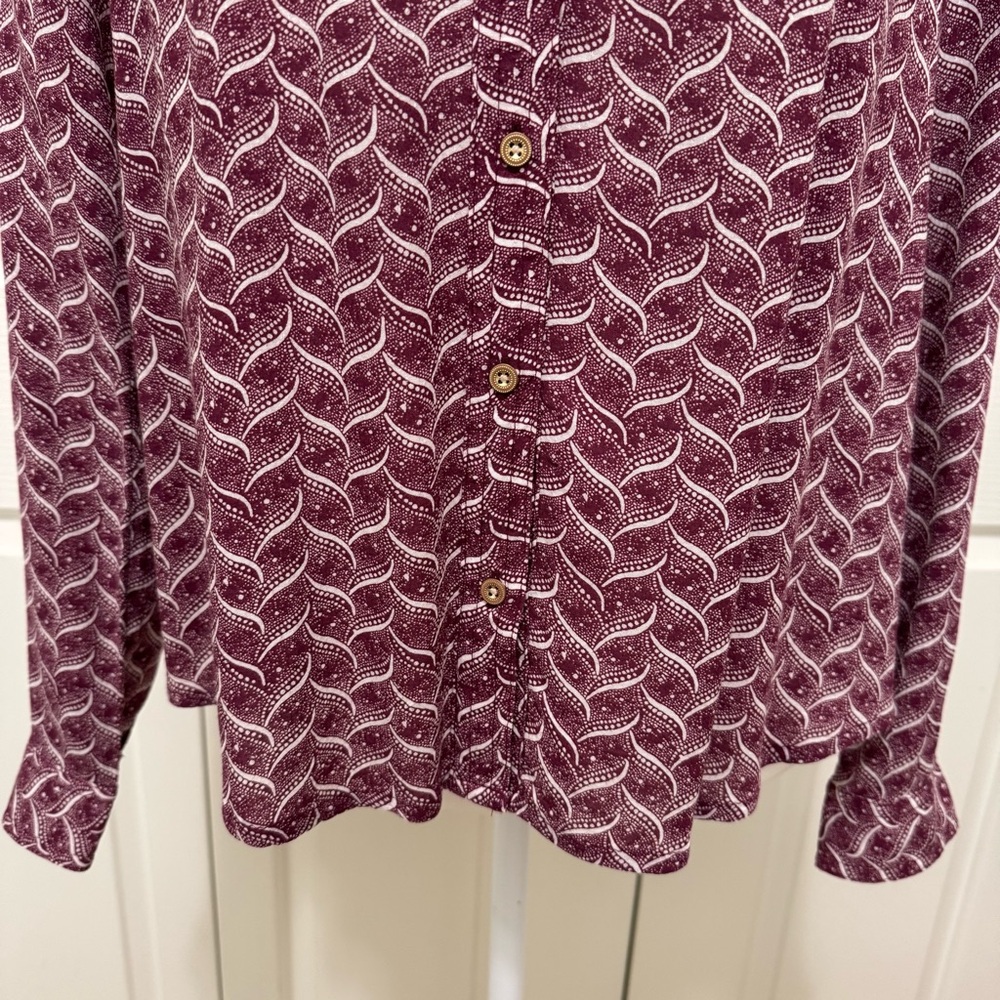 Anthropologie Maeve Orli Purple Geo Print Bibbed Rayon Blouse XS - Picture 14 of 17